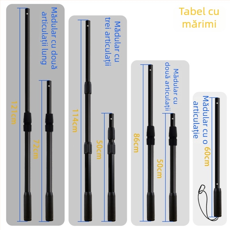 Țeavă telescopică din aliaj de aluminiu pentru plasă de pescuit, ultra-ușoară, portabilă