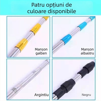 Țeavă telescopică din oțel inoxidabil, gravură în relief, cu cârlig simplu fără vârf și cârlig în formă de furcă pentru plasă, gravură albă