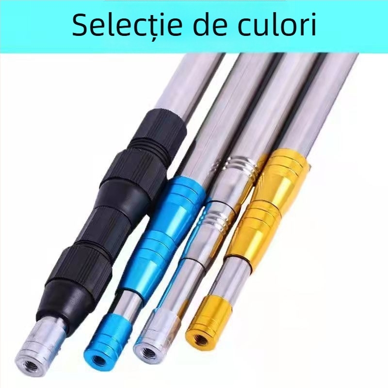Țeavă telescopică din oțel inoxidabil, gravură în relief, cu cârlig simplu fără vârf și cârlig în formă de furcă pentru plasă, gravură albă