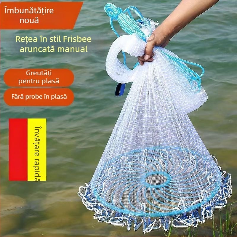 Plasă de pescuit în stil frisbee, pentru aruncare manuală cu eliberare automată — Origine Noua Zeelandă, Brand Altul, Material: vezi detalii