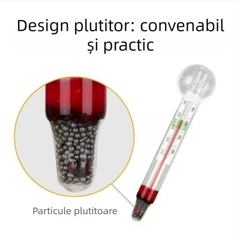 Termometru pentru acvariu – tijă de sticlă, plutitor, design de tip cârlig, detectare în timp real a temperaturii apei