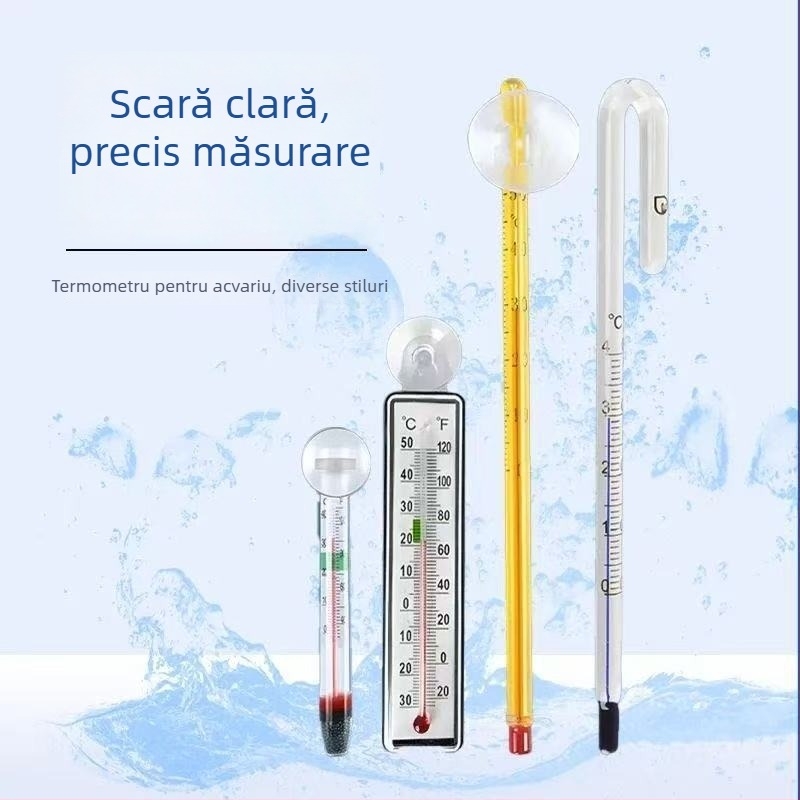 Termometru pentru acvariu – tijă de sticlă, plutitor, design de tip cârlig, detectare în timp real a temperaturii apei