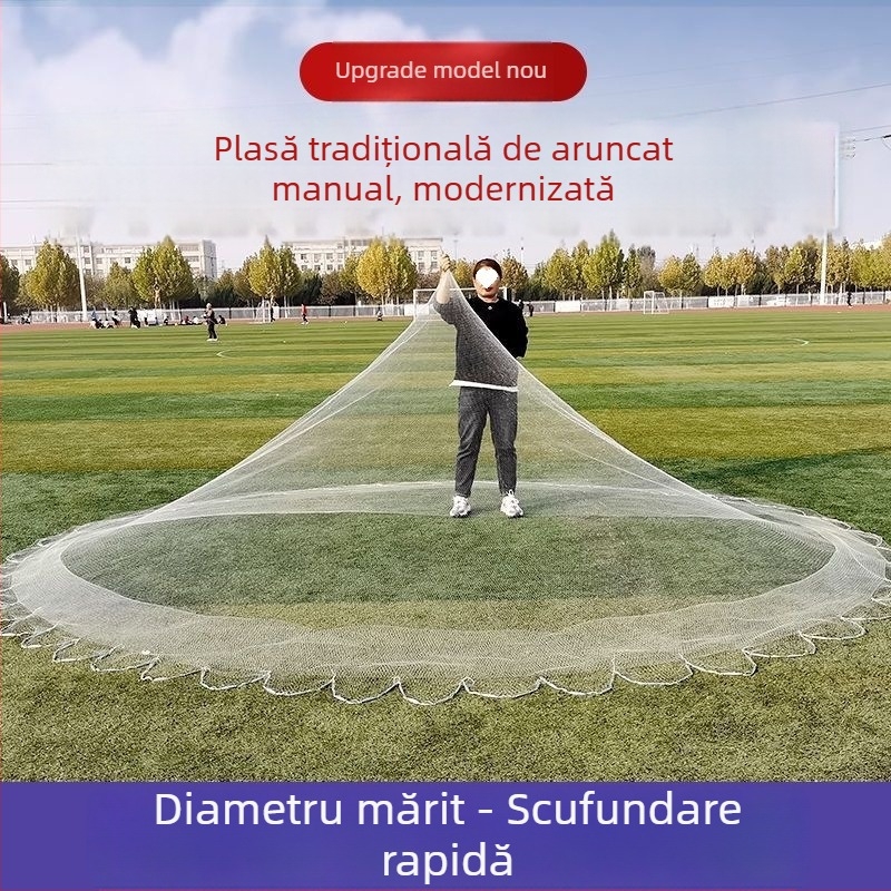 Nete tradiționale aruncate manual, pentru pescuit în aer liber, cu fibră de carbon
