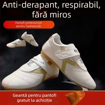 Pantofi Taekwondo pentru adulți (bărbați) + respirabili, ușori, anti-alunecare + Partea superioară: piele sintetică; talpă: TPR; Încălțăminte de interior