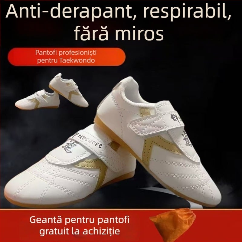 Pantofi Taekwondo pentru adulți (bărbați) + respirabili, ușori, anti-alunecare + Partea superioară: piele sintetică; talpă: TPR; Încălțăminte de interior