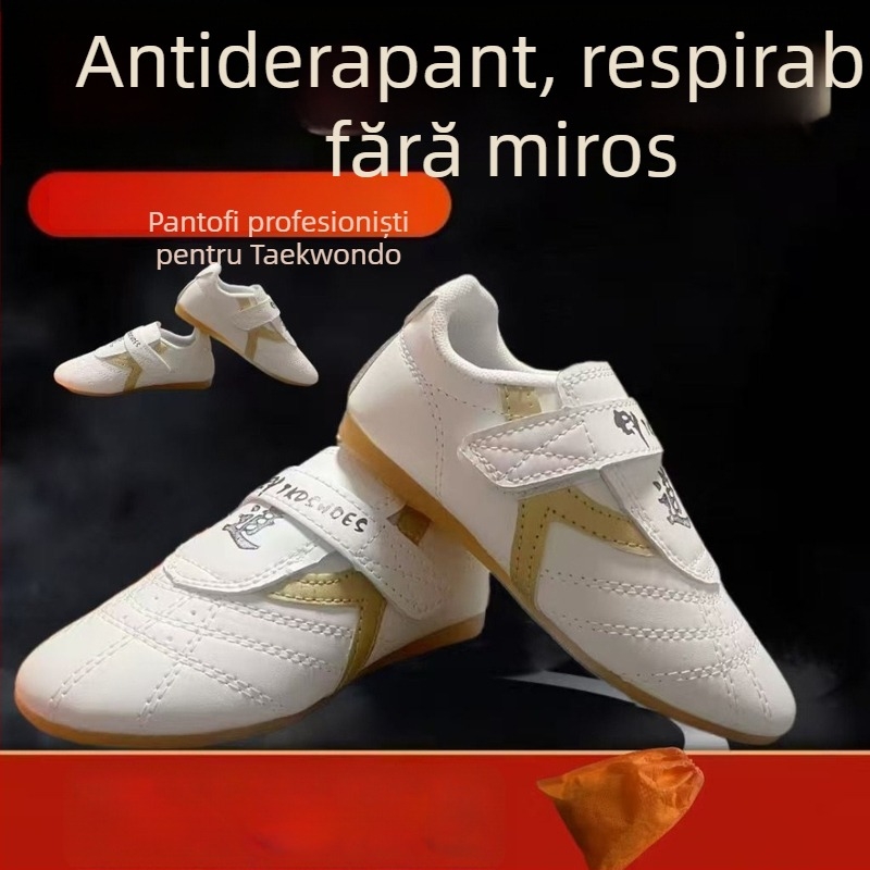 Pantofi Taekwondo pentru adulți (bărbați) + respirabili, ușori, anti-alunecare + Partea superioară: piele sintetică; talpă: TPR; Încălțăminte de interior
