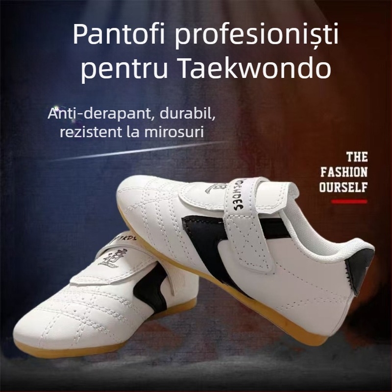 Pantofi Taekwondo pentru adulți (bărbați) + respirabili, ușori, anti-alunecare + Partea superioară: piele sintetică; talpă: TPR; Încălțăminte de interior