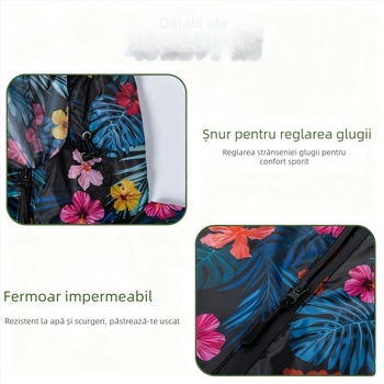 Pelerină de ploaie cu fermoar, țesătură din taftă poliester, strat impermeabil Pu adeziv, poncho de drumeție pentru adulți, potrivit pentru drumeții, călătorii, ciclism