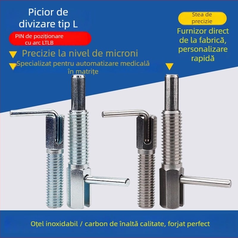 Pin de indexare cu buton în formă de L, standard LBLT/LBLTS, suprafață șlefuită, Precision aiming