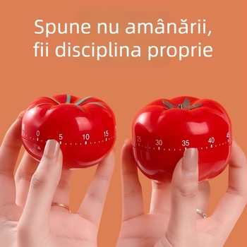 Cronometru în formă de roșie – ceas rotund cu afișaj numeric, stil modern minimalist, ceas de bucătărie