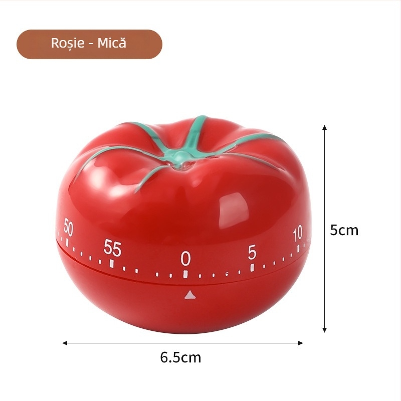 Cronometru în formă de roșie – ceas rotund cu afișaj numeric, stil modern minimalist, ceas de bucătărie
