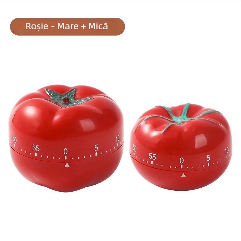 Cronometru în formă de roșie – ceas rotund cu afișaj numeric, stil modern minimalist, ceas de bucătărie