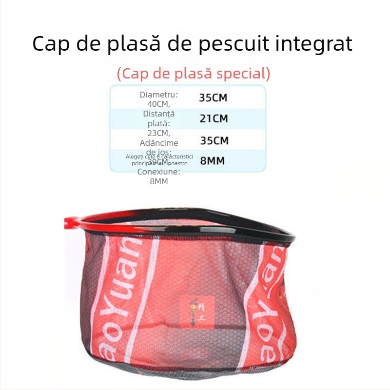 Geantă de pescuit cu cap de plasă din aliaj de aluminiu, inel integrat și plasă detașabilă, uscare rapidă, anti-încâlcire — plasă Nano, sarcină 10 kg, adâncime 25, Beautiful fishing