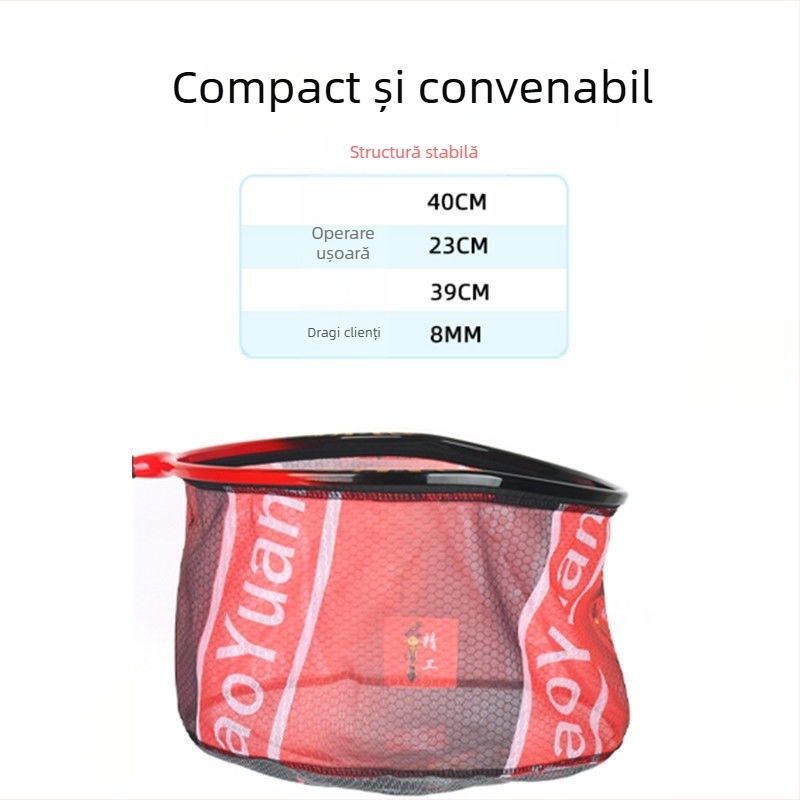 Geantă de pescuit cu cap de plasă din aliaj de aluminiu, inel integrat și plasă detașabilă, uscare rapidă, anti-încâlcire — plasă Nano, sarcină 10 kg, adâncime 25, Beautiful fishing