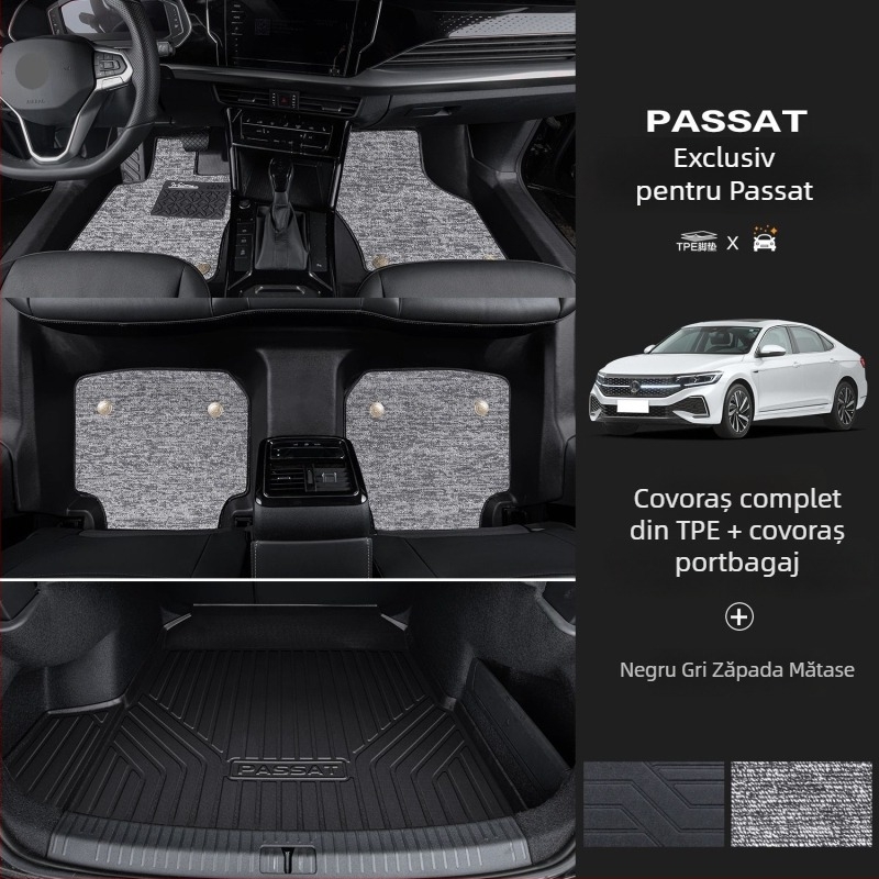 Set covorașe podea Passat 2025 cu praguri, pentru configurație cu cinci locuri, imprimare logo, cod produs 6823H886815Z14