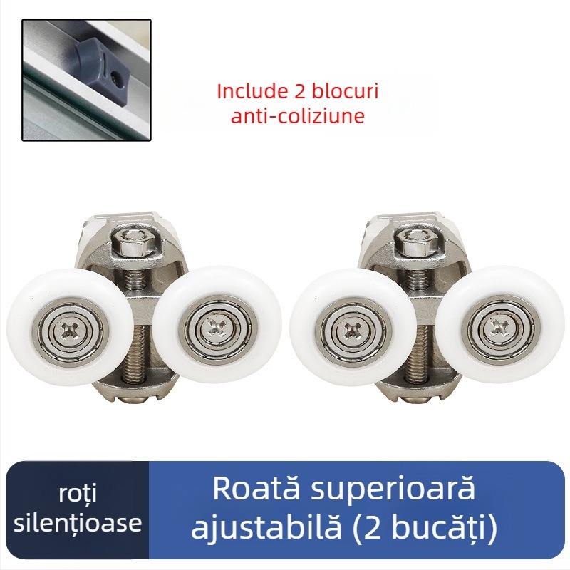 Set hardware pentru ușă de duș glisantă — șină arcuită, oțel inoxidabil 304, turnare de precizie, stil modern