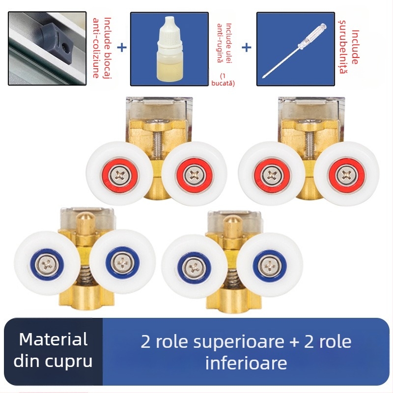Set hardware pentru ușă de duș glisantă — șină arcuită, oțel inoxidabil 304, turnare de precizie, stil modern