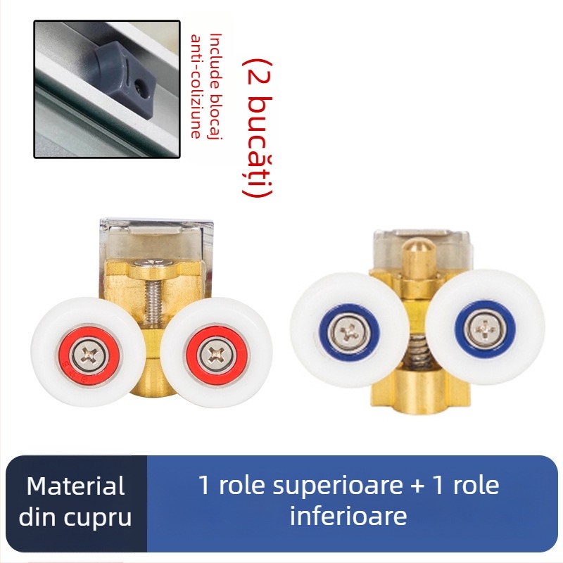 Set hardware pentru ușă de duș glisantă — șină arcuită, oțel inoxidabil 304, turnare de precizie, stil modern