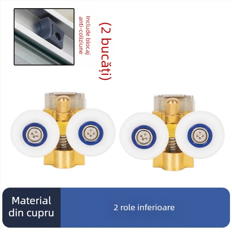 Set hardware pentru ușă de duș glisantă — șină arcuită, oțel inoxidabil 304, turnare de precizie, stil modern