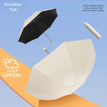 Paradise umbrelă publicitară pentru ploaie sau soare, 8 arce din oțel, țesătură poliester, mâner din plastic, deschidere și închidere manuală, imprimare logo disponibilă