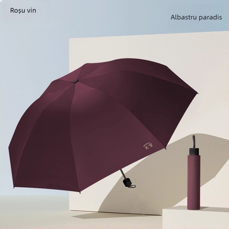 Paradise umbrelă publicitară pentru ploaie sau soare, 8 arce din oțel, țesătură poliester, mâner din plastic, deschidere și închidere manuală, imprimare logo disponibilă