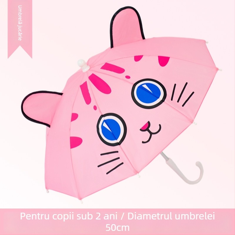 Umbrelă pentru copii cu deschidere automată, design cartoon, cadru din fier cu 10 brațe, țesătură poliester 180T, mâner din plastic