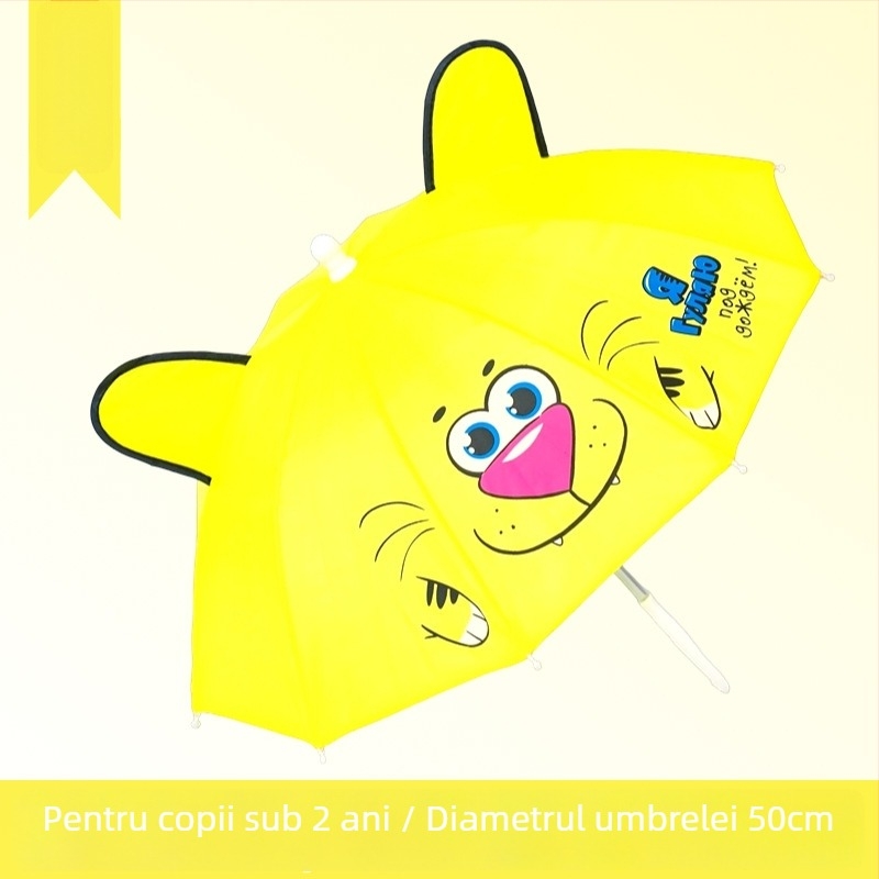 Umbrelă pentru copii cu deschidere automată, design cartoon, cadru din fier cu 10 brațe, țesătură poliester 180T, mâner din plastic