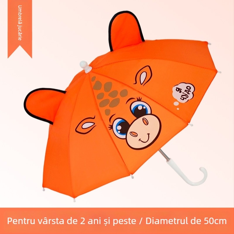 Umbrelă pentru copii cu deschidere automată, design cartoon, cadru din fier cu 10 brațe, țesătură poliester 180T, mâner din plastic