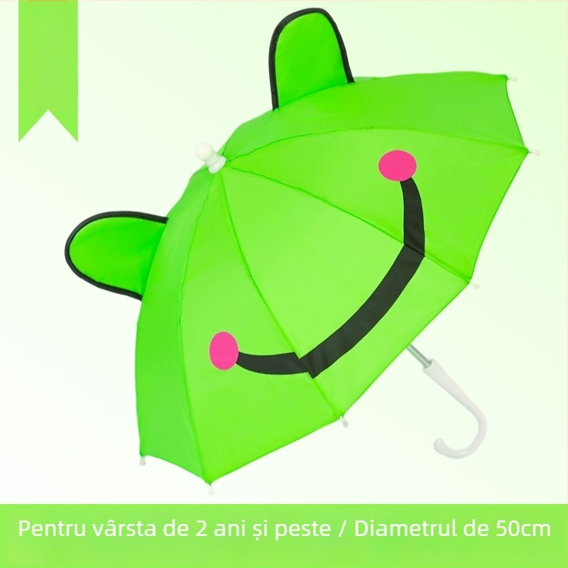 Umbrelă pentru copii cu deschidere automată, design cartoon, cadru din fier cu 10 brațe, țesătură poliester 180T, mâner din plastic