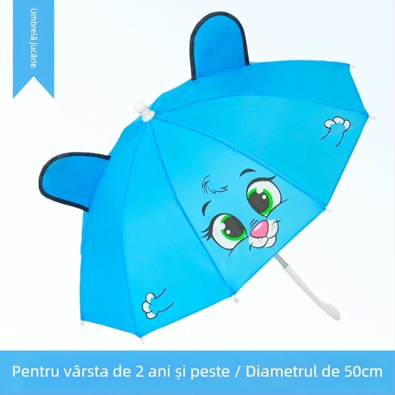 Umbrelă pentru copii cu deschidere automată, design cartoon, cadru din fier cu 10 brațe, țesătură poliester 180T, mâner din plastic
