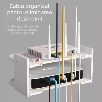 Raft montat pe perete pentru router și stocare WiFi, poliță cu 2 etaje pentru set-top box