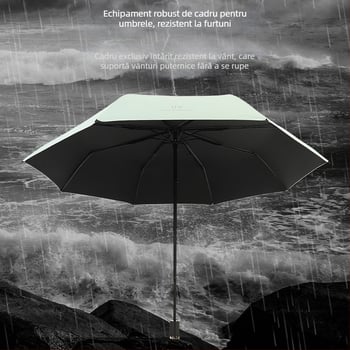 Umbrelă promoțională pliabilă pentru soare și ploaie, cu 8 brațe, țesătură poliester 190T, deschidere manuală, greutate 350 g, imprimare logo și personalizare