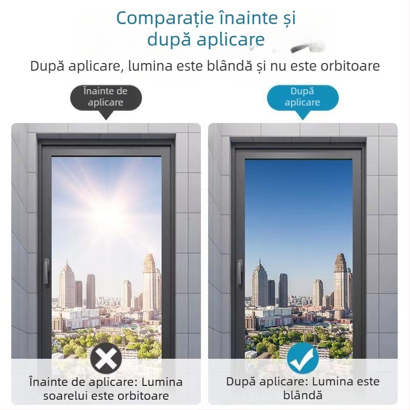 Film izolant pentru ferestre din sticlă, folie de protecție solară îngroșată pentru birou și sufragerie, protecție termică și intimitate