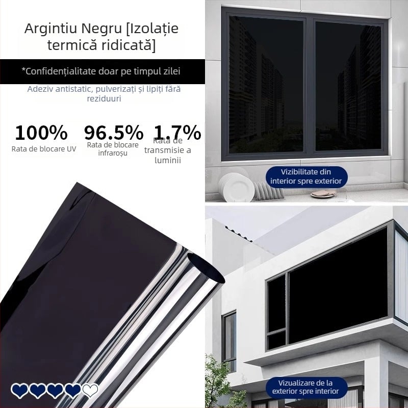 Film izolant pentru ferestre din sticlă, folie de protecție solară îngroșată pentru birou și sufragerie, protecție termică și intimitate