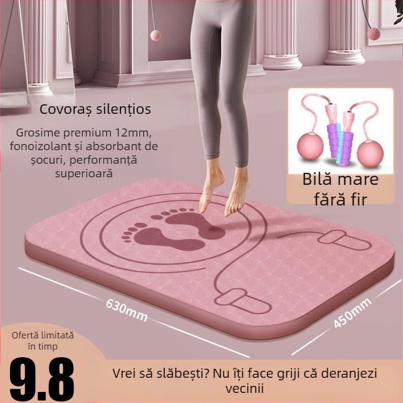 Covoraș de sărit fără sfoară cu numărător, TPE, antiderapant, amortizare pentru interior, fitness pentru arderea grăsimilor