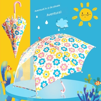 Umbrelă pentru copii Rain booboo, design desen animat japonez, mâner lung, deschidere manuală, 8 arce, țesătură poliester 190T, tijă din aliaj, mâner din cauciuc, logo imprimat