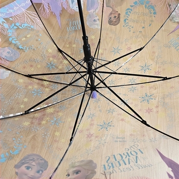 Umbrelă pentru copii cu design desen animat, cupolă transparentă, mâner lung, 8 arce, deschidere automată, imprimare logo