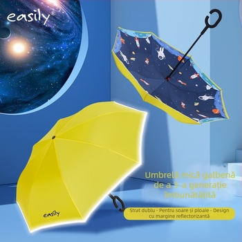 Umbrelă pentru copii cu mâner lung și design de desene animate, 8 arce, țesătură poliester 210T, tijă din oțel cu mâner din plastic