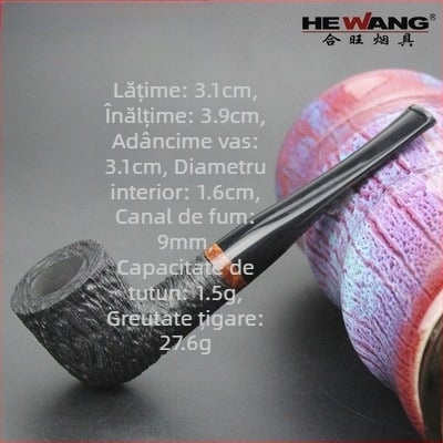 Pipă Heather, lucrată manual, reutilizabilă, filtr 9mm, imprimare logo disponibilă
