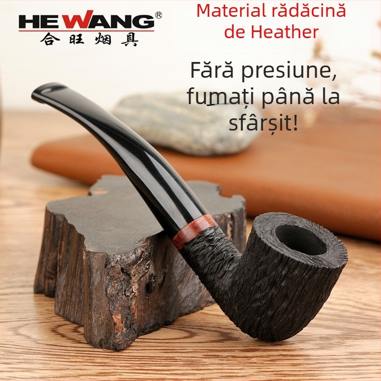 Pipă Heather, lucrată manual, reutilizabilă, filtr 9mm, imprimare logo disponibilă