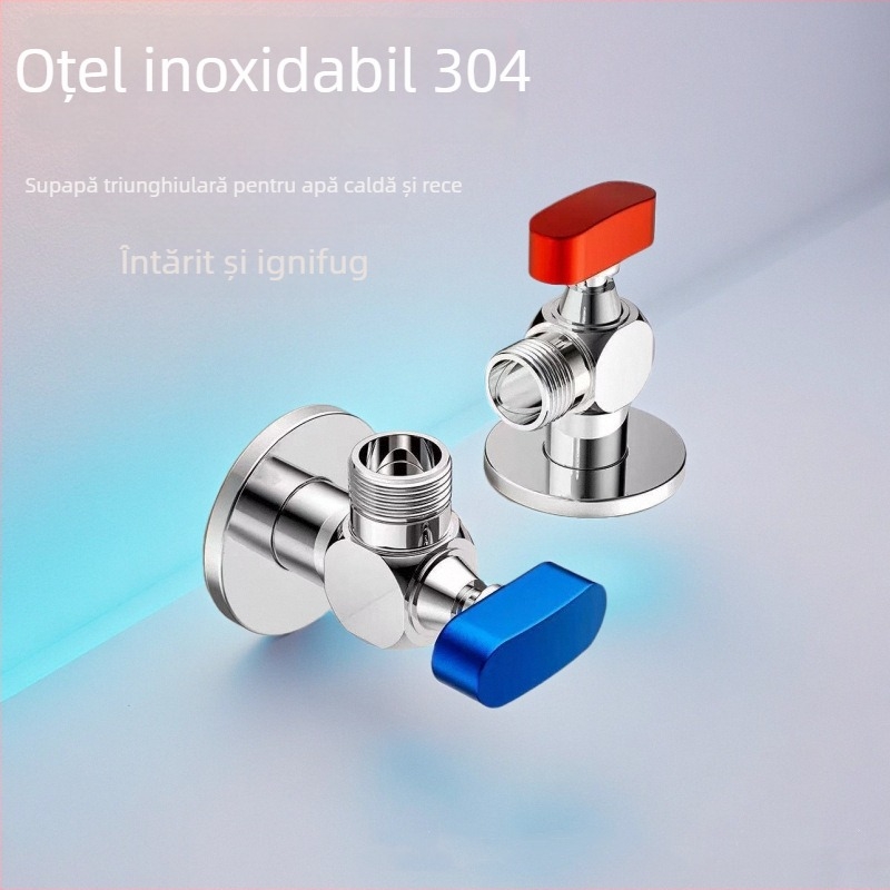 Valvă unghiulară din oțel inoxidabil 304, filetare, pentru apă caldă și rece, valve cu bilă, debit mare, model Q