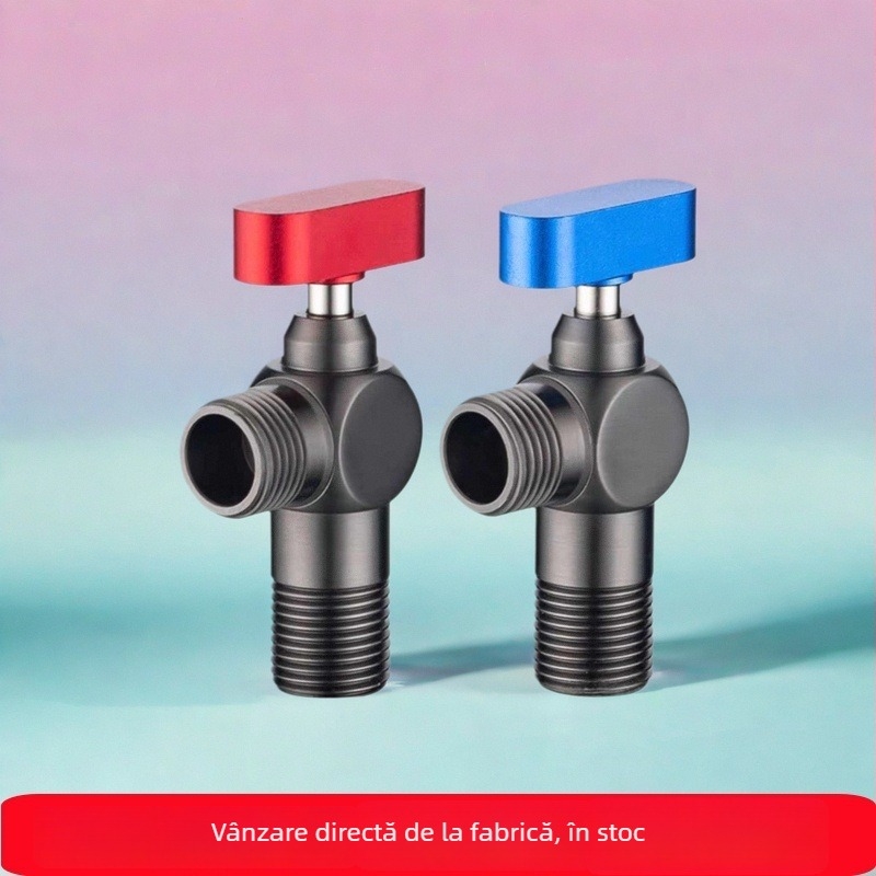 Valvă unghiulară din oțel inoxidabil 304, filetare, pentru apă caldă și rece, valve cu bilă, debit mare, model Q