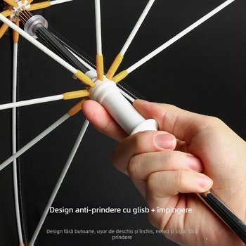 Umbrelă pentru copii cu design de iepuraș desene animate, cadru cu 8 brațe, țeavă din oțel, mâner din plastic, țesătură 190T