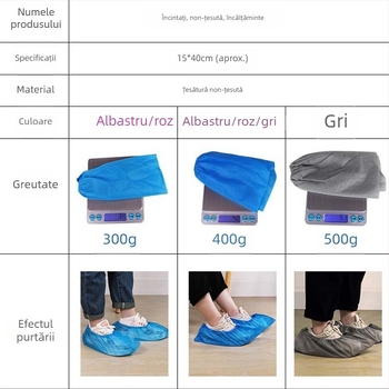 Huse de încălțăminte de unică folosință din țesătură nețesută, îngroșate, antiderapante, protecție împotriva prafului, grosime 5