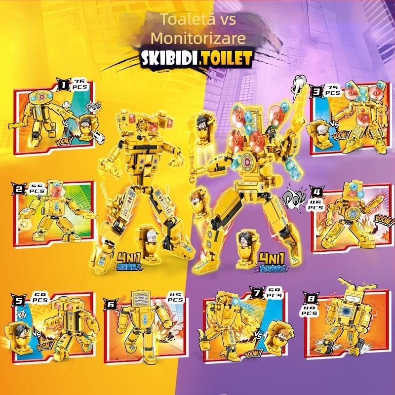 Set de blocuri din ABS plastic, 38-50 piese, pentru vârsta 7-14 ani, compatibil DIY, fără componente electronice