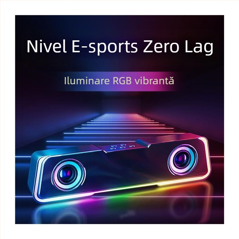 Difuzor Bluetooth pentru desktop cu LED-uri, alimentare USB, sunet stereo 2.0