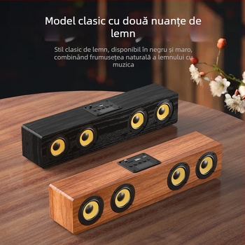 Boxă de birou Bluetooth cu patru difuzoare, carcasă din lemn, Bluetooth 5.0, baterie încorporată 2000-4000 mAh, răspuns în frecvență 80 Hz-18 kHz