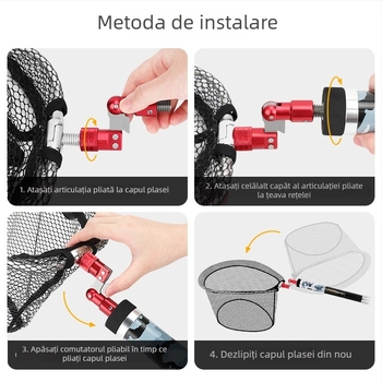 San Le adaptor pliabil pentru plasă de pescuit, aliaj de aluminiu, rezistență înaltă