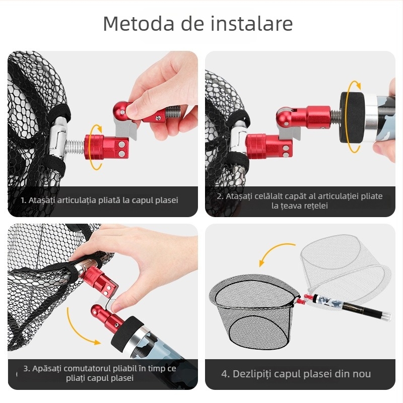 San Le adaptor pliabil pentru plasă de pescuit, aliaj de aluminiu, rezistență înaltă