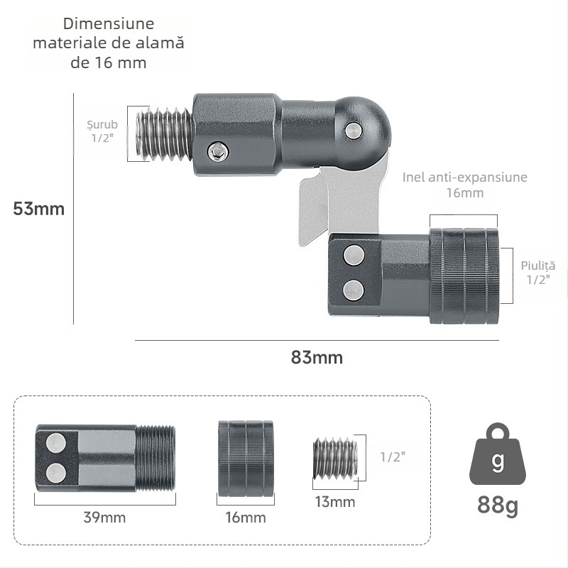 San Le adaptor pliabil pentru plasă de pescuit, aliaj de aluminiu, rezistență înaltă